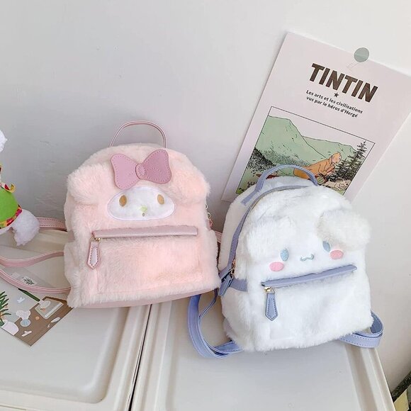 🆕 Accene Cute Furry Plush Bag Girl White Cinnamorol Kids Backpacks - Picture 6 of 7